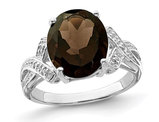 3.45 Carat (ctw) Oval-Cut Smoky Quartz Ring in Sterling Silver